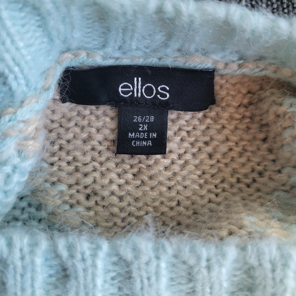 Ellos Plus Size Oversized Antique Mint Argyle Pullover Sweater Size 2X - Picture 16 of 16